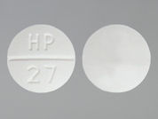 Verapamil Hcl: This is a Tablet imprinted with HP  27 on the front, nothing on the back.