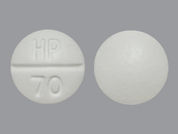 Methimazole: This is a Tablet imprinted with HP  70 on the front, nothing on the back.