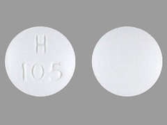 This is a Tablet imprinted with H  105 on the front, nothing on the back.