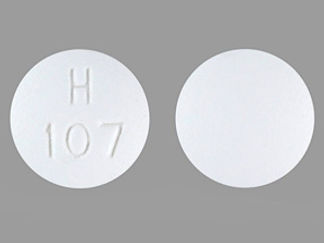 This is a Tablet imprinted with H  107 on the front, nothing on the back.