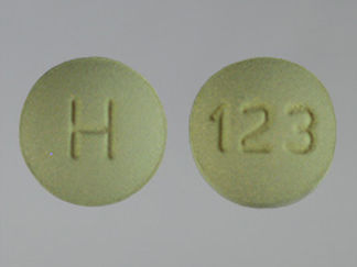 This is a Tablet imprinted with H on the front, 123 on the back.