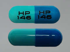 This is a aqua blue oval Capsule imprinted with HP  146 on the front, HP  146 on the back, and is manufactured by AVET PHARMACEUT.