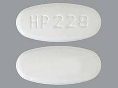 This is a white oval Tablet imprinted with HP 228 on the front, nothing on the back, and is manufactured by AVET PHARMACEUT.