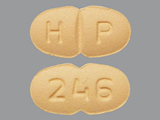 This is a Tablet imprinted with H P on the front, 246 on the back.