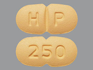 This is a Tablet imprinted with H P on the front, 250 on the back.