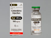 Cytarabine: Esto es un Vial imprimido con nada en la parte delantera, nada en la parte posterior, y es fabricado por None.