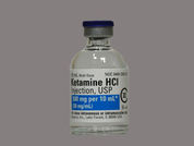 Ketamine Hcl: Esto es un Vial imprimido con nada en la parte delantera, nada en la parte posterior, y es fabricado por None.