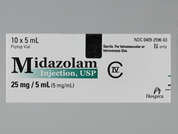 Midazolam Hcl: This is a colorless Vial imprinted with nothing on the front, nothing on the back, and is manufactured by HOSPIRA/PFIZER.