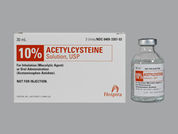 Acetylcysteine: Esto es un Vial imprimido con nada en la parte delantera, nada en la parte posterior, y es fabricado por None.