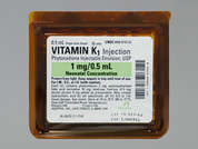 Vitamin K: This is a yellow Ampul imprinted with nothing on the front, nothing on the back, and is manufactured by HOSPIRA/PFIZER.