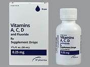 Vitamins A,C,D & Fluoride: Esto es un Gotas imprimido con nada en la parte delantera, nada en la parte posterior, y es fabricado por None.