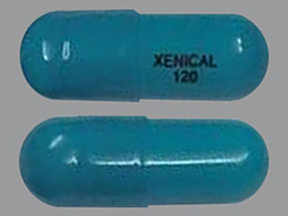 This is a Capsule imprinted with XENICAL  120 on the front, nothing on the back.