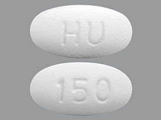This is a Tablet imprinted with HU on the front, 150 on the back.