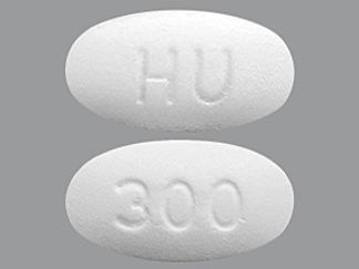 This is a Tablet imprinted with HU on the front, 300 on the back.