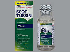 Esto es un Líquido transparente imprimido con nada en la parte delantera, nada en la parte posterior, y es fabricado por SCOT-TUSSIN LAB.