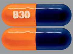This is a red oblong Capsule Er 24 Hr imprinted with B30 on the front, nothing on the back, and is manufactured by AMNEAL PHARMACE.