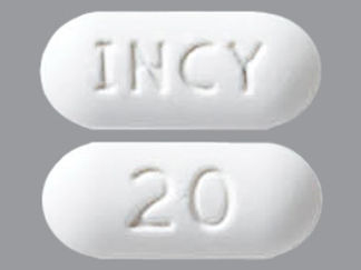 This is a Tablet imprinted with INCY on the front, 20 on the back.