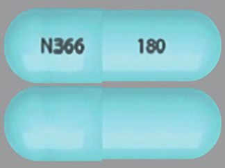 This is a Capsule Er 24 Hr imprinted with N366 on the front, 180 on the back.