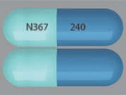 Diltiazem 24Hr Er (Cd): Esto es un Cápsula LP 24 Hr azul oscuro oblongo imprimido con N367 en la parte delantera, 240 en la parte posterior, y es fabricado por INGENUS PHARMAC.