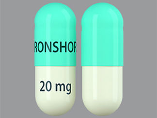 Esto es un Cápsula D Release Er Para Rociar imprimido con IRONSHORE en la parte delantera, 20 mg en la parte posterior, y es fabricado por None.