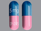 Vivlodex: This is a Capsule imprinted with 5 mg on the front, IP-205 on the back.