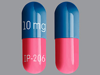 Esto es un Cápsula imprimido con 10 mg en la parte delantera, IP-206 en la parte posterior, y es fabricado por None.