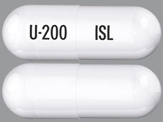 This is a Capsule imprinted with U-200 on the front, ISL on the back.