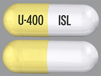 This is a Capsule imprinted with U-400 on the front, ISL on the back.