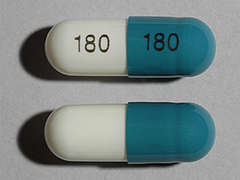 This is a Capsule Er 24hr imprinted with 180 on the front, 180 on the back.