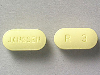 This is a Tablet imprinted with JANSSEN on the front, R  3 on the back.