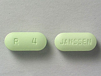 This is a Tablet imprinted with R  4 on the front, JANSSEN on the back.