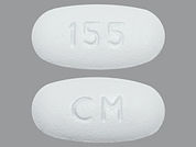 Invokamet: This is a Tablet imprinted with CM on the front, 155 on the back.