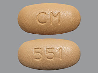 This is a Tablet imprinted with CM on the front, 551 on the back.