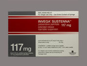 Invega Sustenna: This is a Syringe imprinted with nothing on the front, nothing on the back.