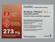 Invega Trinza: This is a Syringe imprinted with nothing on the front, nothing on the back.