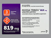 Invega Trinza: This is a Syringe imprinted with nothing on the front, nothing on the back.