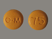 Nucynta: This is a Tablet imprinted with O-M on the front, 75 on the back.