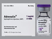 Adrenalin Chloride: Esto es un Vial imprimido con nada en la parte delantera, nada en la parte posterior, y es fabricado por None.