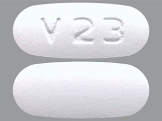 This is a Tablet imprinted with V 23 on the front, nothing on the back.