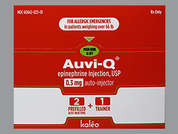 Auvi-Q: Esto es un Auto-inyector imprimido con nada en la parte delantera, nada en la parte posterior, y es fabricado por KALEO, INC..