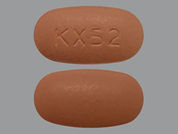Auryxia: This is a Tablet imprinted with KX52 on the front, nothing on the back.