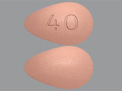 Nourianz: This is a Tablet imprinted with 40 on the front, nothing on the back.