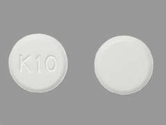 This is a Tablet imprinted with K10 on the front, nothing on the back.