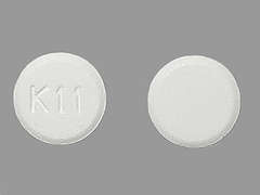 This is a white round Tablet imprinted with K11 on the front, nothing on the back, and is manufactured by KVK-TECH, INC..