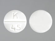 Phendimetrazine Tartrate: This is a Tablet imprinted with K  45 on the front, nothing on the back.