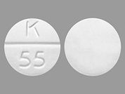 Hydrocodone/Homatropine: Esto es un Tableta imprimido con K  55 en la parte delantera, nada en la parte posterior, y es fabricado por None.