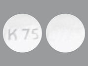 Methylphenidate Er: This is a white round Tablet Er imprinted with K75 on the front, nothing on the back, and is manufactured by KVK-TECH, INC..