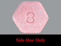 This is a light pink hexagonal Tablet Sublingual imprinted with 8 on the front, nothing on the back, and is manufactured by LANNETT CO. INC.