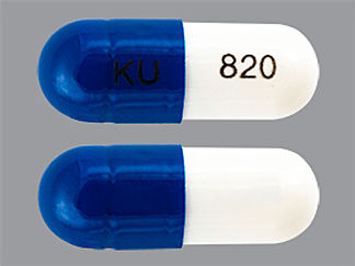 This is a Capsule Dr imprinted with KU on the front, 820 on the back.