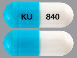 This is a Capsule Dr imprinted with KU on the front, 840 on the back.